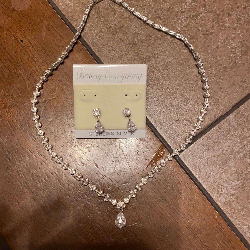 Cubic Zirconia earring and necklace wedding set